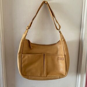 Margot New York Butter Mustard Color Leather Bag with Adjustable Strap